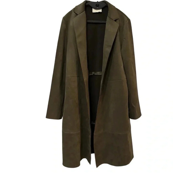 Zara Jackets & Blazers - Zara Basic Women’s Sm Olive Green Midi Faux Suede Fall Preppy Jacket